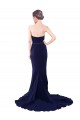 Azul marina oscuro Sirena Cuello de Corazón Sin tirantes Barrer tren Crepé Elástico Largo Vestidos de dama de honor / Vestidos de fiesta Outlet