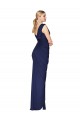 Azul marina oscuro Sirena Cuello en V Cuello Alto Gasa Largo Formales Vestidos de dama de honor / Vestidos de fiesta Outlet