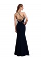 Azul marina oscuro Sirena Halter Gasa Largo Vestidos de dama de honor Outlet