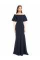 Azul marina oscuro Sirena Hombros Descubiertos Crepé Elástico Largo Formales Vestidos de dama de honor / Vestidos de fiesta Outlet