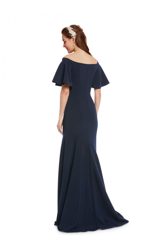 Azul marina oscuro Sirena Hombros Descubiertos Crepé Elástico Largo Formales Vestidos de dama de honor / Vestidos de fiesta Outlet