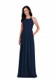 Azul marina oscuro Trompeta Halter Crepé Elástico Largo Vestidos de dama de honor Outlet
