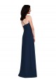 Azul marina oscuro Trompeta Halter Crepé Elástico Largo Vestidos de dama de honor Outlet