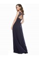Azul marina oscuro línea A Cuello en V Gasa Encaje Largo Vestidos de dama de honor Outlet