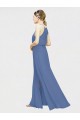 Azul marina oscuro línea A Halter Gasa Largo Vestidos de dama de honor Outlet