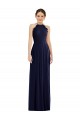 Azul marina oscuro línea A Halter Gasa Largo Vestidos de dama de honor Outlet