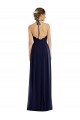 Azul marina oscuro línea A Halter Gasa Largo Vestidos de dama de honor Outlet