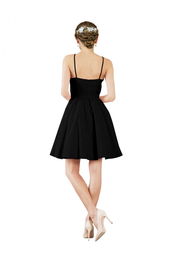 Azul marina oscuro línea A Halter Satén Corto Vestidos de dama de honor / Vestidos de cóctel Outlet