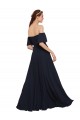 Azul marina oscuro línea A Hombros Descubiertos Gasa Largo Vestidos de dama de honor / Vestidos de fiesta Outlet