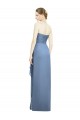 Azul polvoriento Cubierta Cuello de Corazón Sin tirantes Gasa Largo Vestidos de dama de honor Outlet