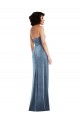 Azul polvoriento Cubierta Sin tirantes Terciopelo Elástico Largo Formales Vestidos de dama de honor / Vestidos de fiesta Outlet