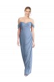 Azul polvoriento Sirena Hombros Descubiertos Gasa Largo Vestidos de dama de honor Outlet