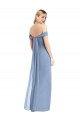 Azul polvoriento Sirena Hombros Descubiertos Gasa Largo Vestidos de dama de honor Outlet