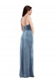 Azul polvoriento Trompeta Tirantes espagueti Terciopelo Elástico Largo Formales Vestidos de dama de honor / Vestidos de fiesta Outlet