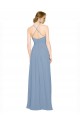 Azul polvoriento línea A Halter Cuello Alto Gasa Largo Vestidos de dama de honor Outlet