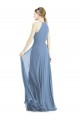 Azul polvoriento línea A Halter Gasa Largo Vestidos de dama de honor Outlet