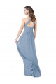 Azul polvoriento línea A Halter Gasa Largo Vestidos de dama de honor Outlet