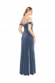 Azul polvoriento línea A Hombros Descubiertos Sin tirantes Terciopelo Elástico Largo Vestidos de dama de honor / Vestidos de fiesta Outlet