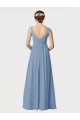 Azul polvoriento línea A Tirantes espagueti Gasa Largo Vestidos de dama de honor Outlet