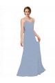 Azul polvoriento línea A Tirantes espagueti Gasa Largo Vestidos de dama de honor Outlet