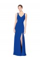 Azul real Cubierta Cuello de Corazón Gasa Largo Vestidos de dama de honor Outlet