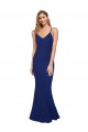 Azul real Cubierta Cuello en V Crepé Elástico Largo Formales Vestidos de dama de honor / Vestidos de fiesta Outlet