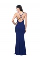 Azul real Cubierta Cuello en V Crepé Elástico Largo Formales Vestidos de dama de honor / Vestidos de fiesta Outlet