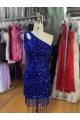 Azul real Cubierta Un Hombre Corto Lentejuelas Terciopelo Corto Vestidos de fiesta Outlet