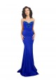 Azul real Sirena Cuello Alto Crepé Elástico Largo Formales Vestidos de dama de honor / Vestidos de fiesta Outlet