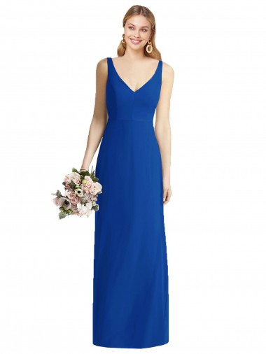 Azul real Sirena Cuello de Corazón Sin tirantes Gasa Largo Vestidos de dama de honor Outlet