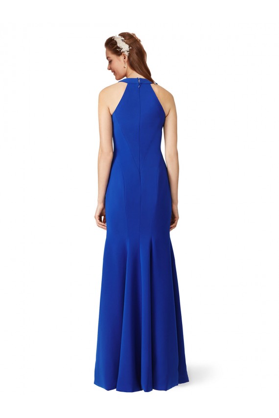 Azul real Sirena Cuello en V Crepé Elástico Largo Formales Vestidos de dama de honor / Vestidos de fiesta Outlet