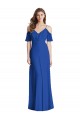 Azul real Trompeta Tirantes espagueti Cuello en V Gasa Largo Vestidos de dama de honor Outlet