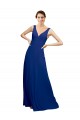 Azul real línea A Cuello en V Gasa Largo Vestidos de dama de honor Outlet