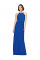 Azul real línea A Cuello joya Gasa Largo Vestidos de dama de honor Outlet
