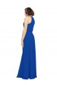 Azul real línea A Cuello joya Gasa Largo Vestidos de dama de honor Outlet