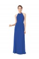 Azul real línea A Halter Gasa Largo Vestidos de dama de honor Outlet
