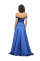Azul real línea A Hombros Descubiertos Barrer tren Satén elástico Largo Formales Vestidos de dama de honor / Vestidos de fiesta Outlet