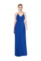 Azul real línea A Tirantes espagueti Cuello en V Gasa Largo Vestidos de dama de honor Outlet