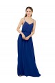 Azul real línea A Tirantes espagueti Gasa Largo Vestidos de dama de honor Outlet
