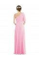 Barely rosa Trompeta Un Hombre Gasa Largo Vestidos de dama de honor Outlet
