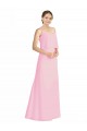 Barely rosa línea A Tirantes espagueti Gasa Largo Vestidos de dama de honor Outlet