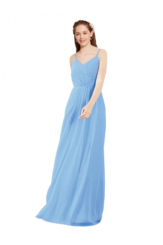 Bígaro Cubierta Cuello en V Gasa Largo Vestidos de dama de honor Outlet