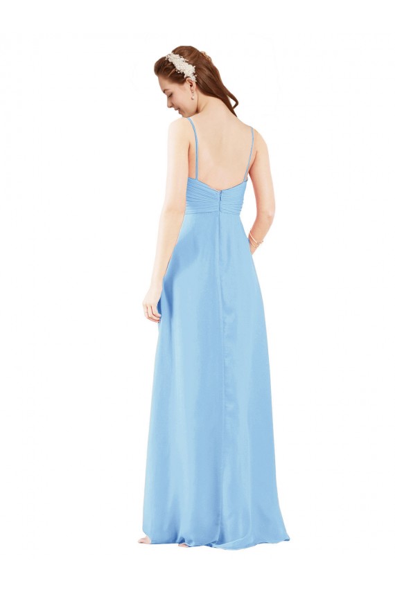 Bígaro Cubierta Cuello en V Gasa Largo Vestidos de dama de honor Outlet