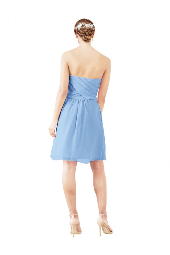 Bígaro línea A Cuello de Corazón Sin tirantes Gasa Corto Vestidos de dama de honor / Vestidos de cóctel Outlet