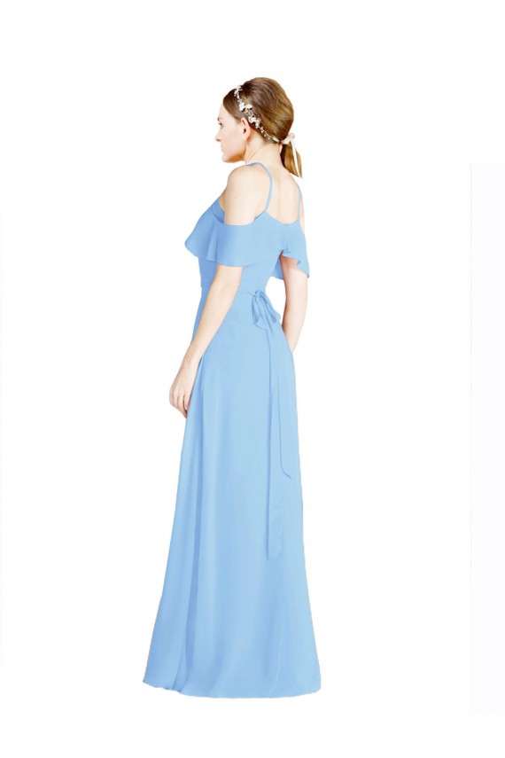 Bígaro línea A Halter Gasa Largo Vestidos de dama de honor Outlet
