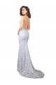 Blanco Cubierta Cuello Alto Barrer tren Encaje Vestidos de novia Outlet