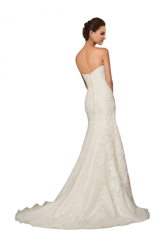 Blanco Cubierta Cuello de Corazón Cola capilla Tul Encaje Vestidos de novia Outlet