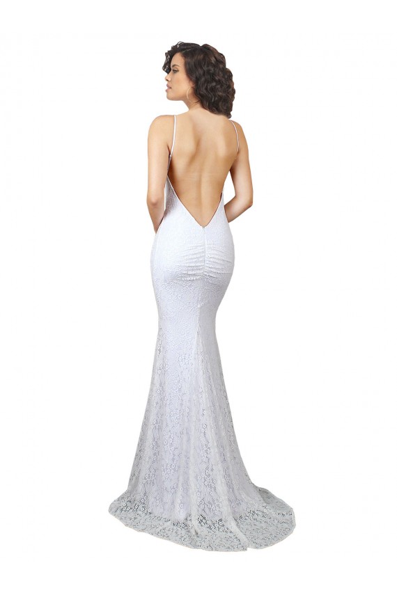 Blanco Sirena Cuello Alto Barrer tren Encaje Vestidos de novia Outlet