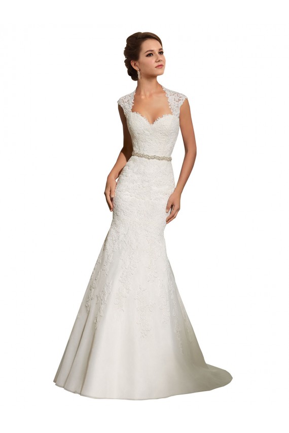 Blanco Sirena Cuello de Corazón Cola capilla Tul Encaje Vestidos de novia Outlet