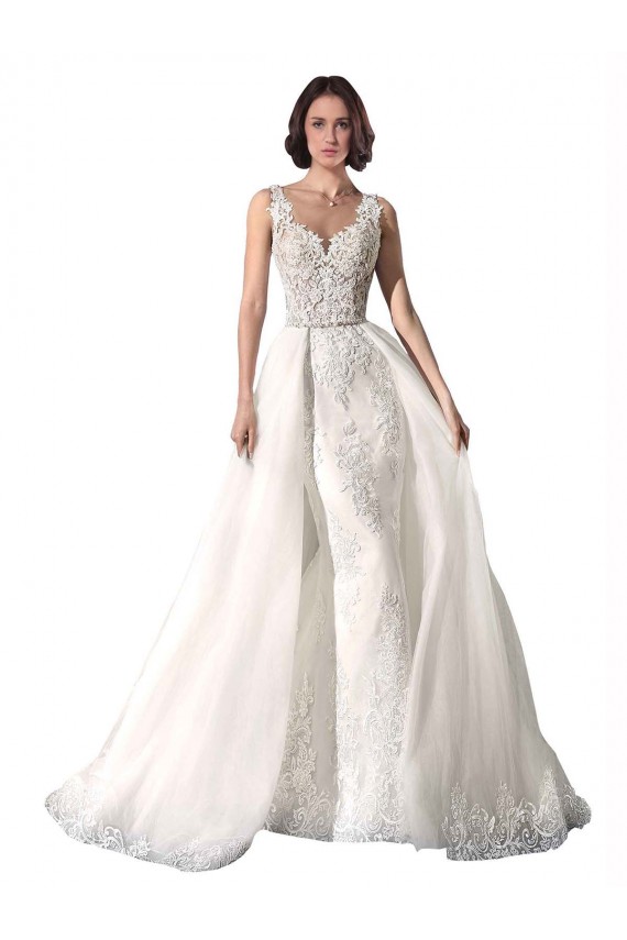 Blanco Sirena Cuello de Corazón Cola capilla Tul Encaje Vestidos de novia Outlet